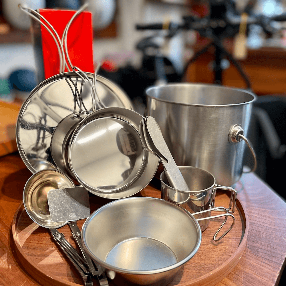 Niigata, Japan Stainless Steel Camp Set | gift guide 2022 | The New Wheel Electric Bikes