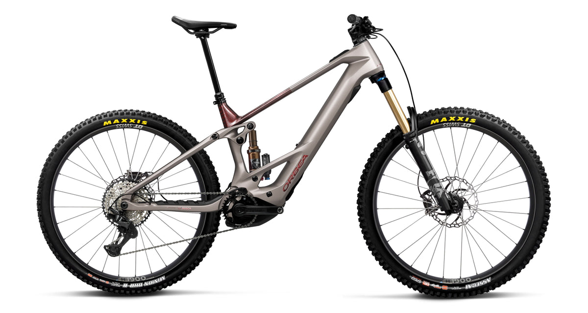 Orbea Wild TR M10 carbon electric mountain bike in Burning Ashes Carbon View, side profile
