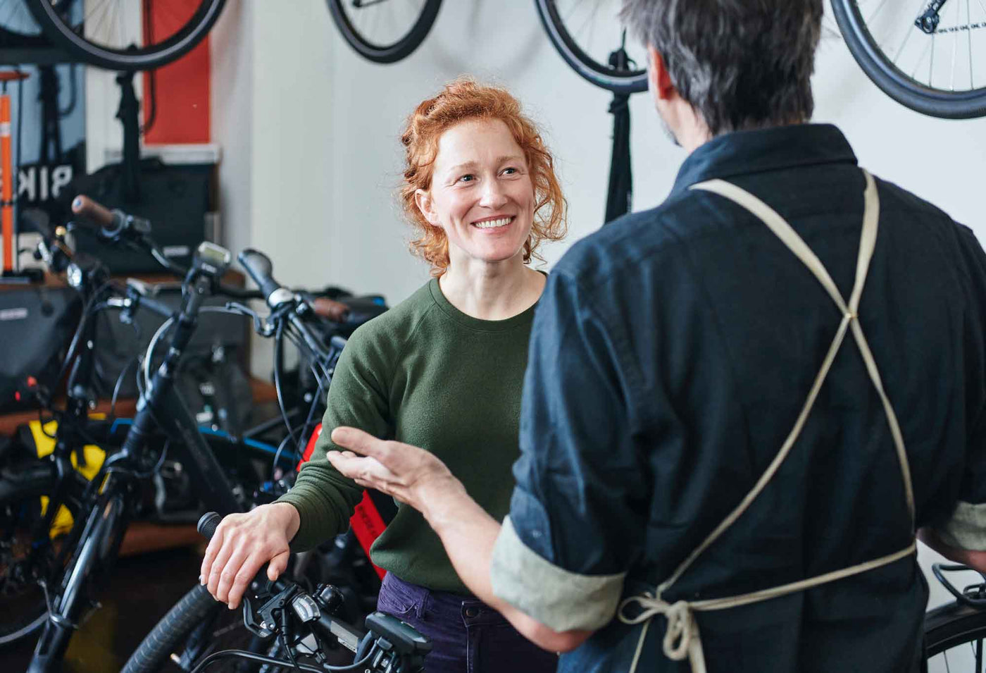 Talking to a customer about bicycle trade-ins